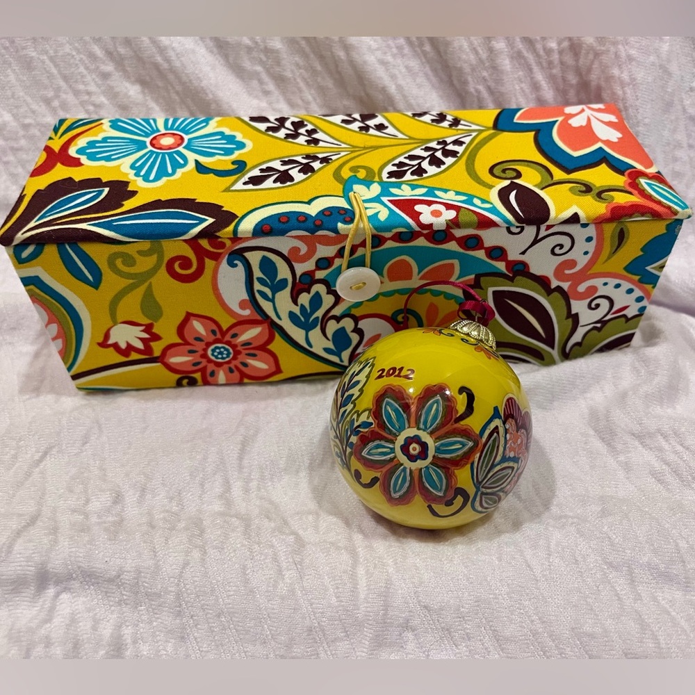Vera Bradley Provençal Ornament Trio in Padded Fabric Storage Box